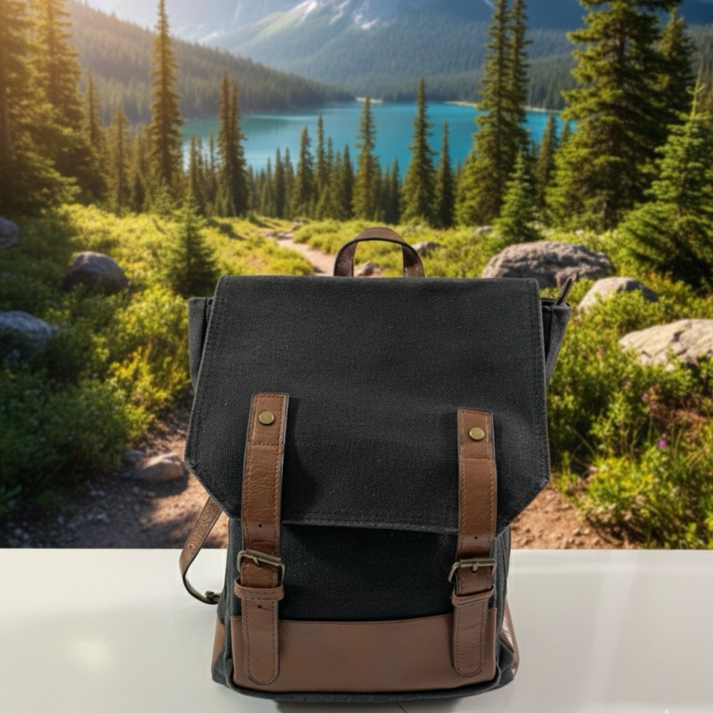 Canvas Leather Backpack - image 1